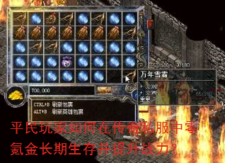 平民玩家如何在传奇私服中零氪金长期生存并提升战力? 平民玩家如何在传奇私服中零氪金长期生存并提升战力?