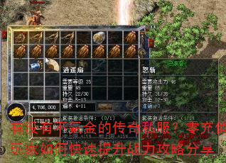 有没有不氪金的传奇私服?零充值玩家如何快速提升战力攻略分享 有没有不氪金的传奇私服?零充值玩家如何快速提升战力攻略分享